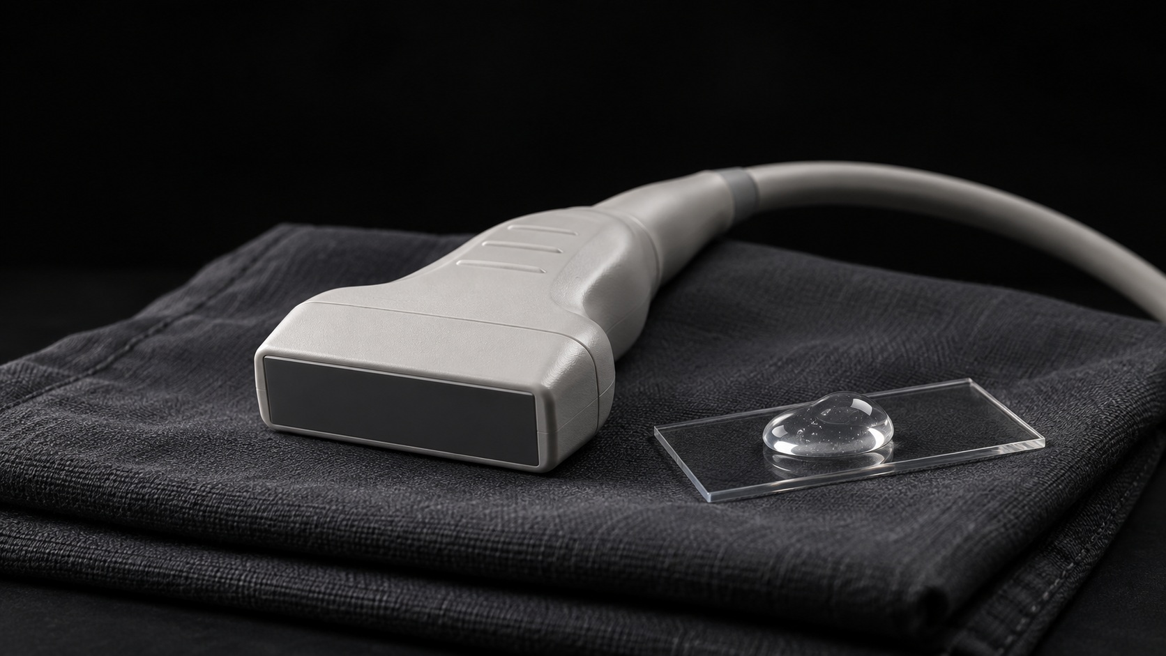 Generic ultrasound transducer illustrating a fat-transfer safety discussion