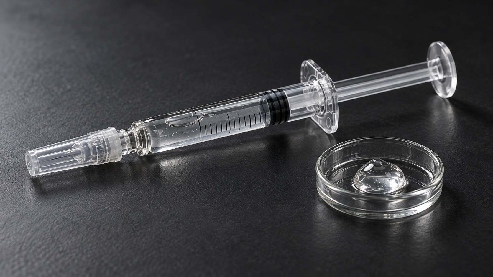 Unbranded clear filler syringe and gel sample