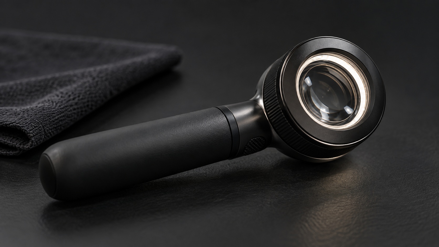 Dermatoscope illustrating examination of small skin findings